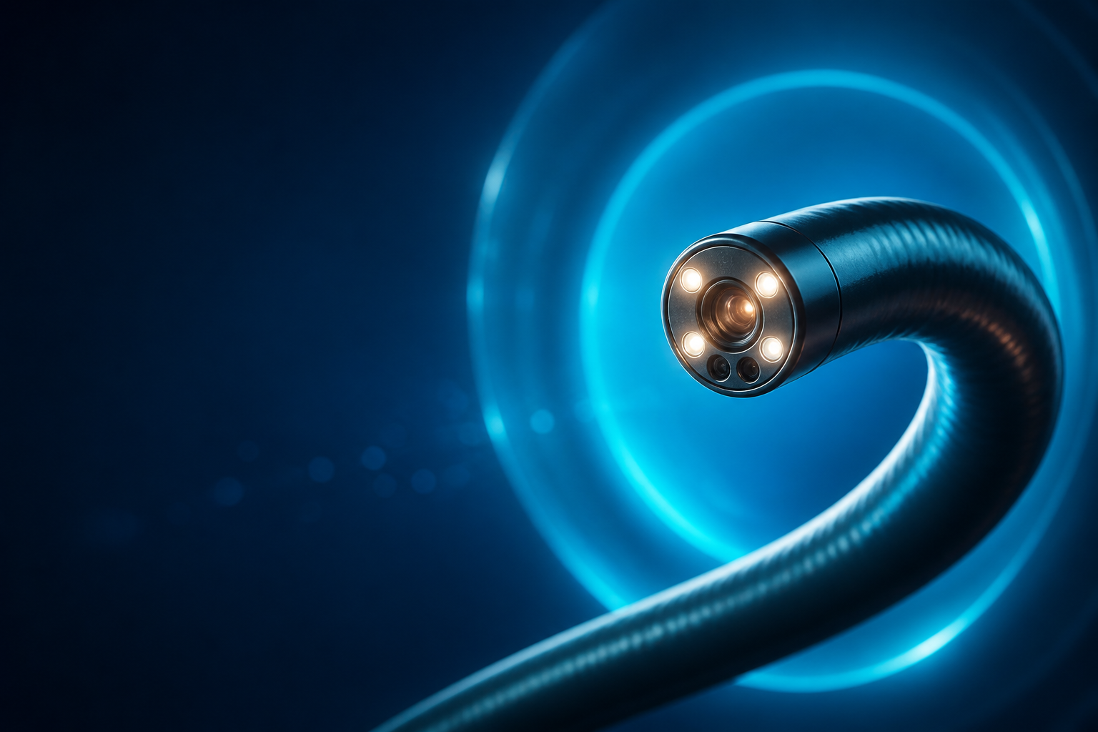 Modern flexible endoscope with illuminated camera tip